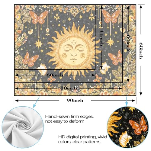 Sun with Face Wall Tapestry