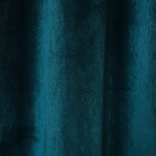 Super Soft Luxury Velvet Dark Green Blackout Energy Efficient Grommet Curtain Panel Drapes Peacock Blue 52Wx108L