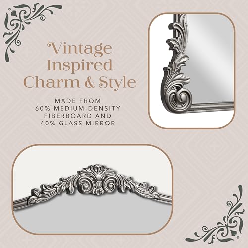 English Estate Carved Arch Wood Wall Mirror