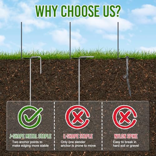 4 Inch Tall 33FT Landscape Edging with 45Pcs Metal Spikes