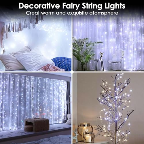 4 Pack Fairy Lights Battery Operated Battery String Light Remote Cool White (4 Count)