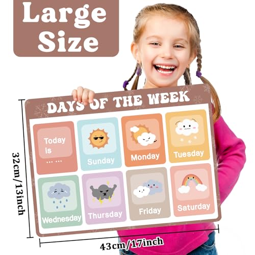 Educational Placemats Set of 6 Boho Kid Plastic Table Mat 17×13×0.04in (6 Count)