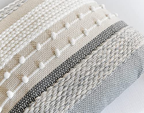 Gray Boho Throw Pillow Cover 18x18 Grey Decorative Accent Pillow for Couch Square Woven Textured Pillowcase Modern Farmhouse Pillow for Bed Bohemian Pillow Cover