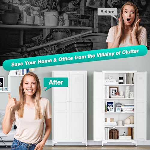 Metal Storage Cabinet with Doors and Shelves