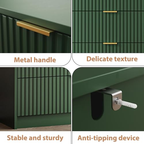 Green Fluted Dresser for Bedroom