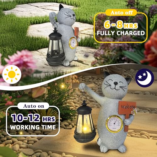 Solar Cat Outdoor Statues for Garden