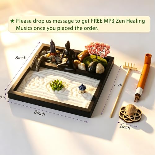 Tabletop Zen Garden Kit Mini Desktop Meditation Sand Tray Sand Garden