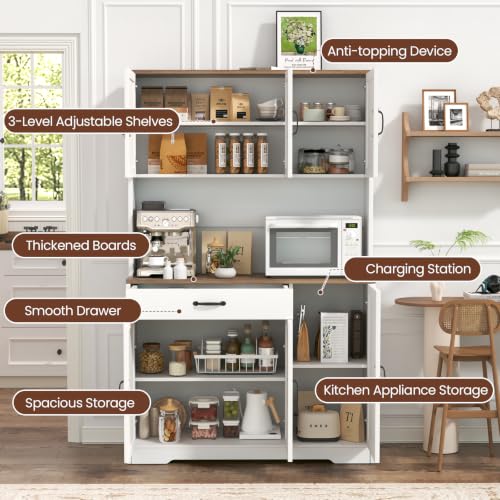 71" Pantry Cabinet with Charging Station