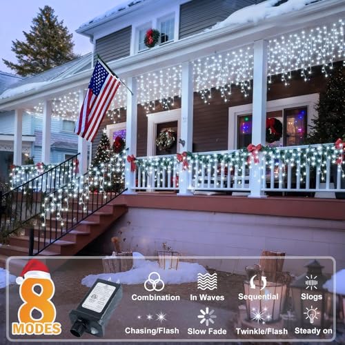 164FT 1600 LED Christmas Lights Outdoor Decoration White Timer 8Modes Hanging Fairy String Lights with 320 Drops