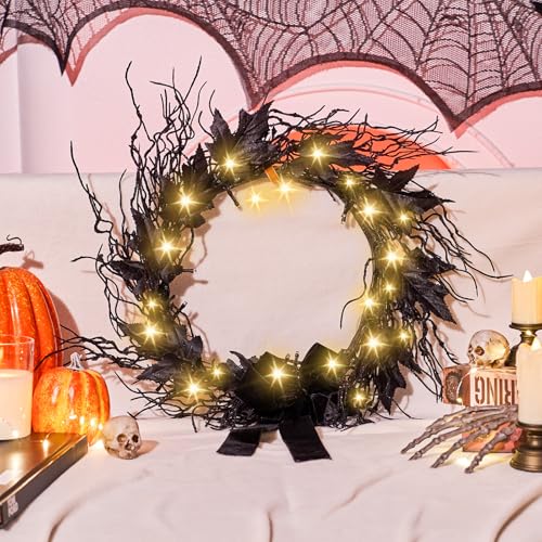 16inch LED Halloween Wreath with Battery Timer