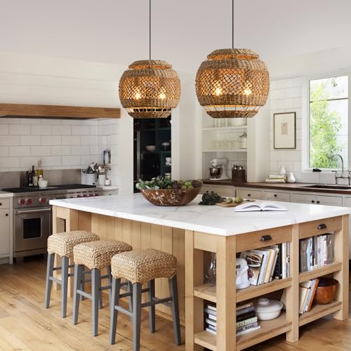 13.8" Woven Rattan Pendant Light (2 Count)