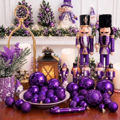 24ct Purple Christmas Ball Ornaments for Tree Decorations (24 Count)