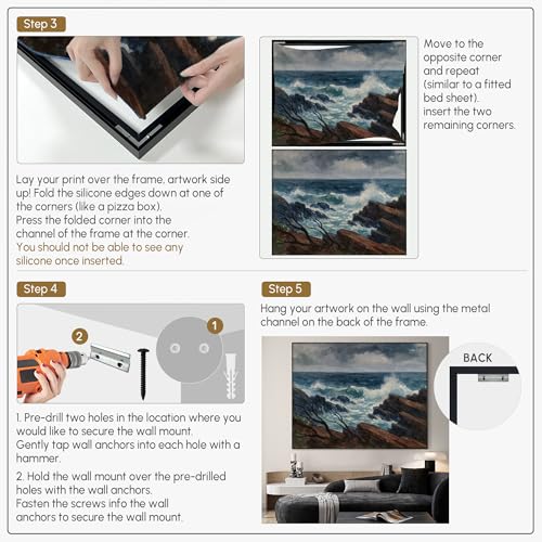 60"x72" Extra Large Framed Wall Art Rocky Seashore with Crashing Waves and Moody Sky for Home Living Room Bedroom Decor
