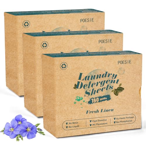 Laundry Detergent Sheets Fresh Linen Scent 3 Pack Total 480 Strips (480 Count)