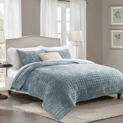 Channel Box Stitch Velvet Quilt Set