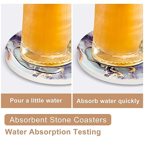 Purple Agate Absorbent Coasters with Holder Drink Coaster Set Geode Decor (6 Count)