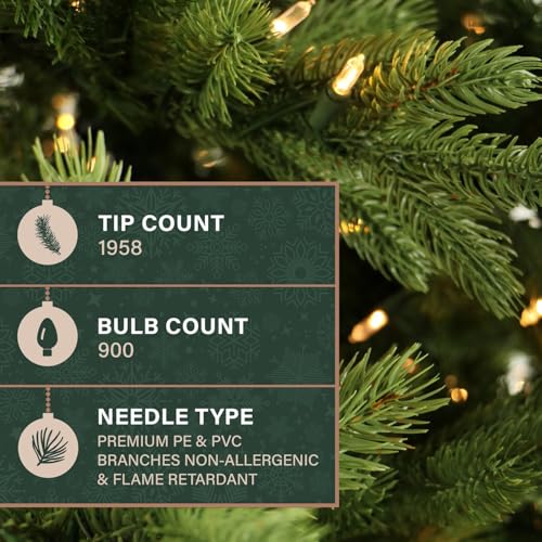 7.5 Ft. Foxtail Pine Artificial Christmas Tree with White Incandescent Smart Lights and Stand
