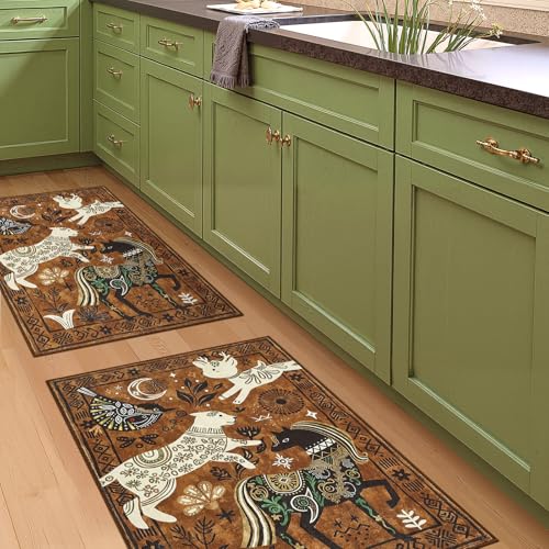 2x3 Cute Area Rug Kids Washable Fun Rug Earthy Brown Starlit Boho (6 Sq Ft)