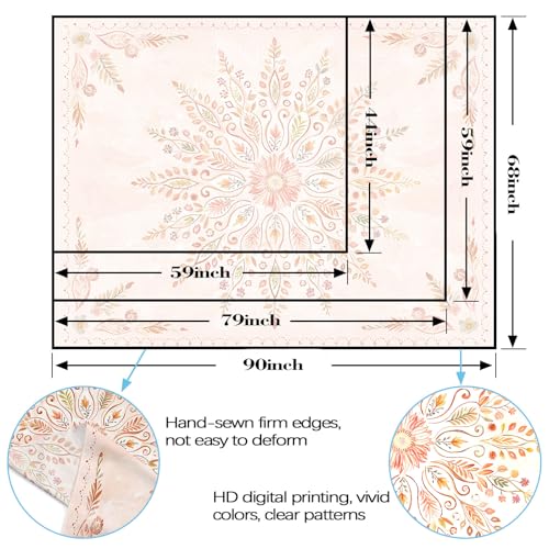 Floral Mandala Tapestry Boho Tapestry for Bedroom Orange Tapestries Wall Hanging Living Room Wall Art and Home Decor 44x60