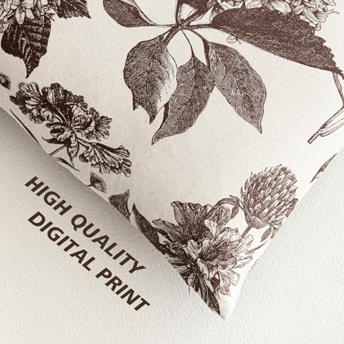 Set of 2 Linen Floral Throw Pillow Covers Vintage Accent Print Decorative Cushion Covers Farmhouse Boho Home Decor for Sofa Chair Couch Bedroom Living Room (2 Count)