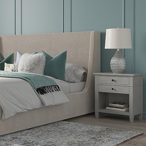 Carlton 24" Wide Solid Wood Bedside Table in Fog Grey