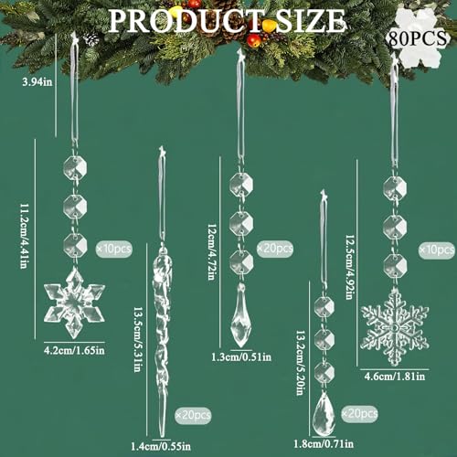 Crystal Christmas Tree Ornaments (80 Count)