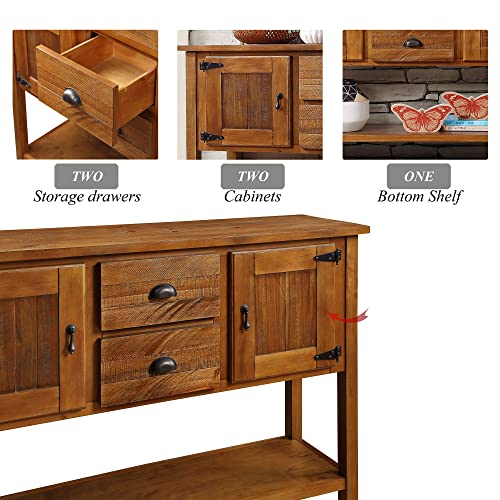 Solid Wood Console Table with Drawers