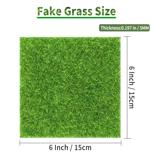 12 Pcs 6 X 6 Inch Fake Grass Decor for Crafts (12 Count)