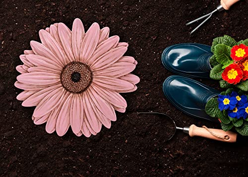 NAT & Jules Gerbera Daisy Flower Shaped Dimensional Indoor Outdoor 12 inch Cast Resin Decorative Garden Stepping Stone