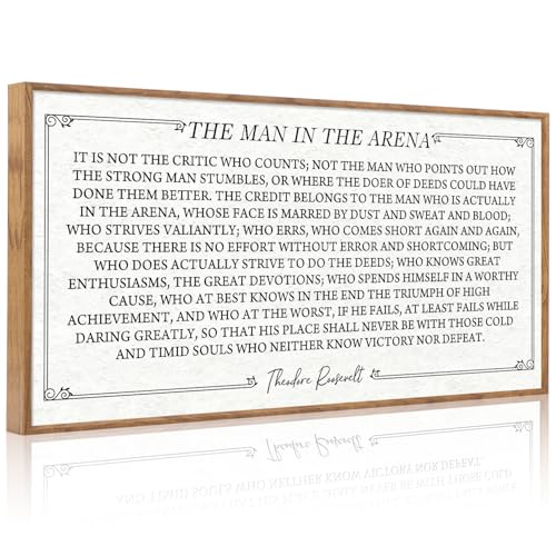 The Man In The Arena Framed Canvas Wall Art 40x20 Inch
