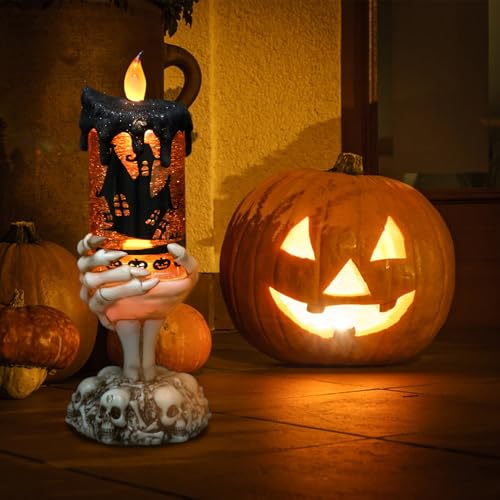 Bats Snow Globe Flameless Candle Battery Operated with Timer