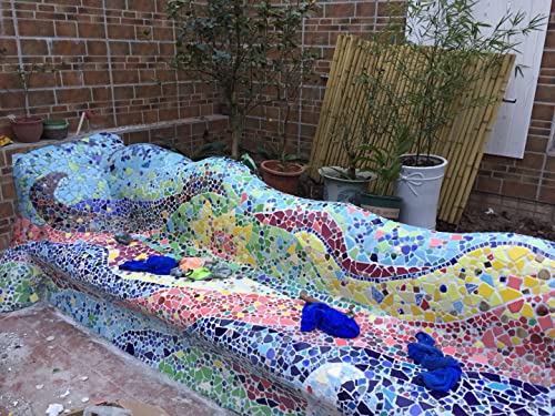 500g 1.1lb Random Color Irregular Ceramics Mosaic Tiles (79 Count)