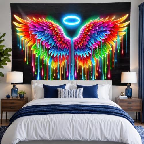 Blacklight Tapestry Angel Wings Party Wall Decor 78 x 59 Inch