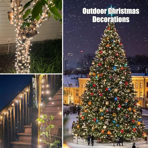 Christmas Lights 100 Count Clear Christmas Tree Lights String with Green Wire for Outdoor Indoor Christmas Decorations Wedding Decorations Valentines Day Decor