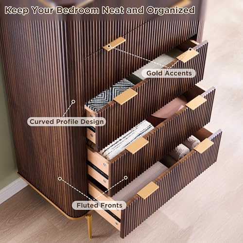 Fluted 5 Drawers Dresser for Bedroom