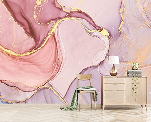 Gilding Marble Pink wall Mural Wallpaper for Bedroom 137" x 100" (95.12 Sq Ft)