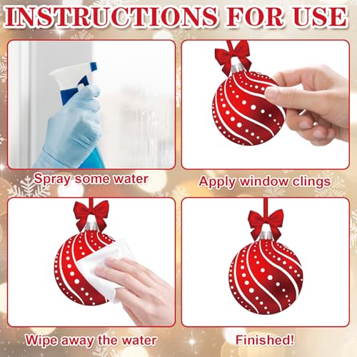 Red Merry Christmas Window Clings 6 Sheets (6 Count)