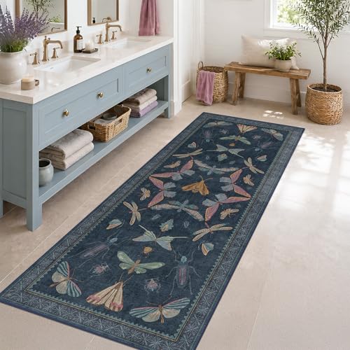 Vintage Navy Blue 2x5 Runner Rug (10 Sq Ft)