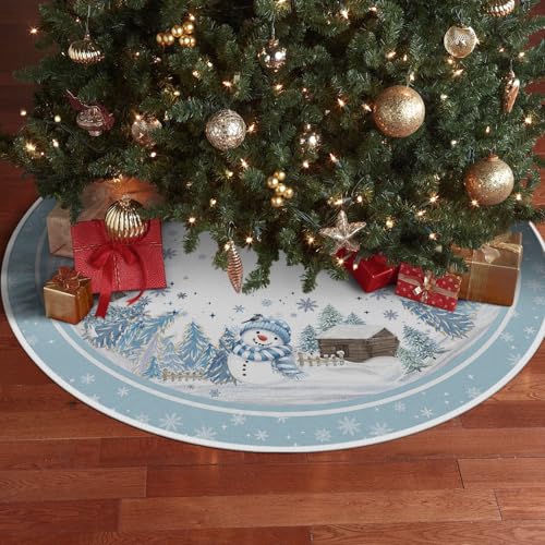 Snowflake Snowman Cardinal Christmas Tree Skirt 48 Inch