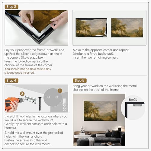 36"x60" Extra Large Framed Wall Art Golden Valley Light Landscape Illustration for Home Living Room Bedroom Decor