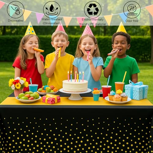 6Pcs Black and Gold Graduation Tablecloth