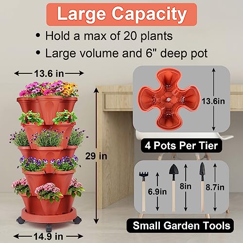 Stackable Planters 5 Tier Vertical Garden Planting Tower Planters Strawberry