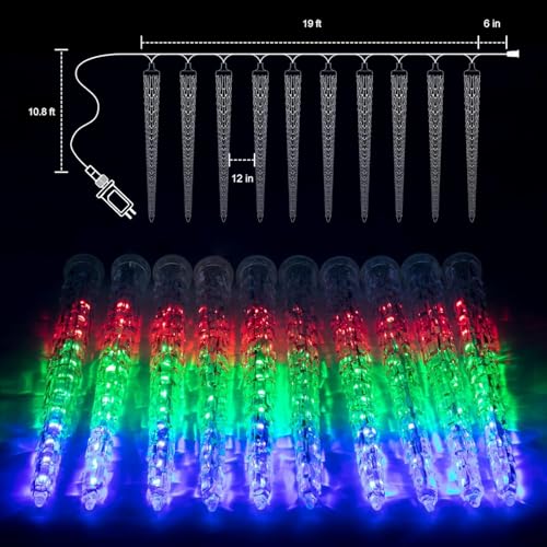 Christmas Meteor Shower Icicle Lights Outdoor (960 Count)