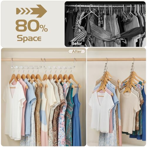 10.5 Inch Closet Space Saving Wardrobe Clothing Magic Hangers Oragnizer Heavy Chrome Hangers (8 Count)