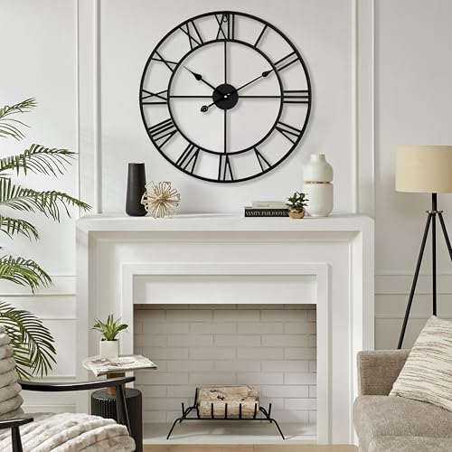 Silent 24 Inch Wall Clock for Living Room Decor