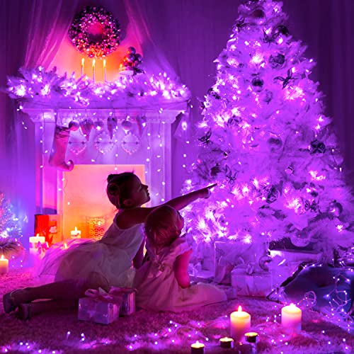 200 LED Purple String Lights Indoor Outdoor Clear Wire (66 Foot)