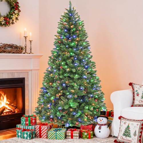 7.5ft Artificial Prelit Christmas Tree with 450 Multicolor LEDs (1450 Count)