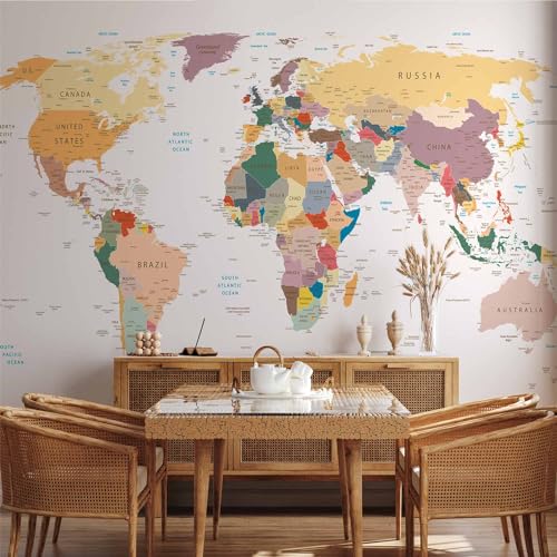 Premium Wall Mural World Map 79x55 in (4 Count)
