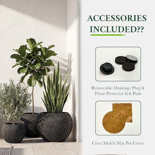 Premium Mt Sherman Fiberstone Sphere Planter for Indoor Outdoor Use