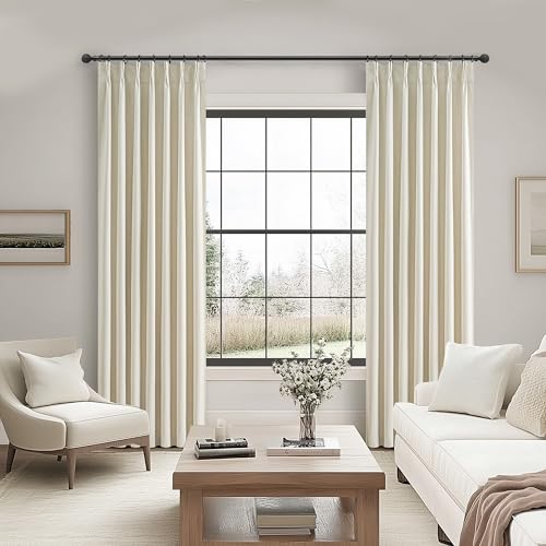 Cream Blackout Curtains & Drapes 96 Inches Long 2 Panels Set for Sliding Glass Doors